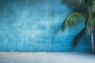 Abstract studio light blue background for product presentation. Empty room with shadows of window...