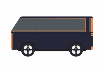 Futuristic design of van car. Vector illustration of electric vehicle with smart concept. Cube shape of modern transportation.