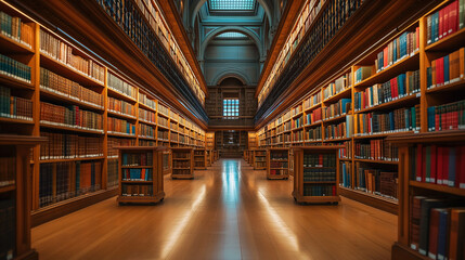 Extensive Library With Vast Collection of Books - obrazy, fototapety, plakaty