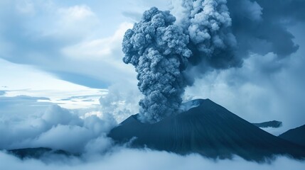 Scenes of volcanic eruptions, dark dense clouds, hot ash plumes and ominous ash showers.