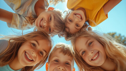 Group of Young Children Standing in a Circle, Engaged in Educational Activity