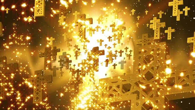 Raining Golden Crosses with particle effects