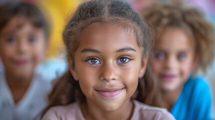 Group of Young Children Standing Together in an Educational Setting