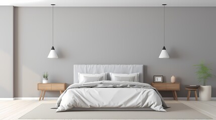 Meticulously painted accent wall in a minimalist bedroom, showcasing the impact of simplicity in interior design - obrazy, fototapety, plakaty