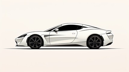 Minimalist black and white line drawing of a sleek sports car, emphasizing the clean lines and elegance of automotive design