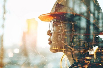 Close up female construction engineering