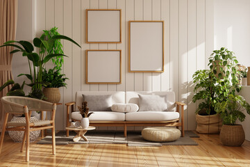 Farmhouse style living room,wall mockup