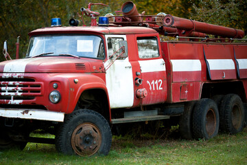 Red vintage fire truck 