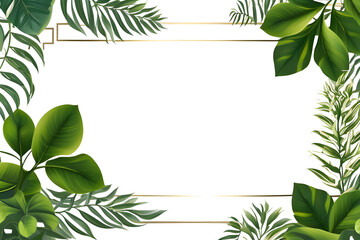 Fototapeta na wymiar Green Leaves Frame Border PNG Transparent Background