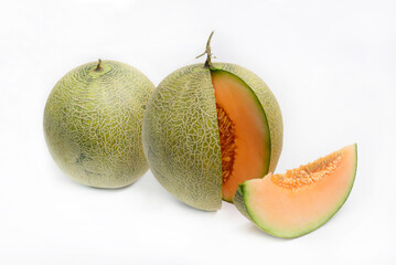 Melon, Cucumis melo, the name of the fruit or plant, can be sliced and eaten directly or as a mixture of fruit ice