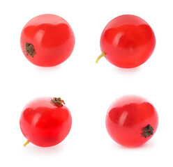 Fresh red currants on white background, collection