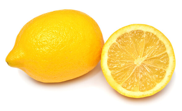 Lemon whole and slice isolated on white background