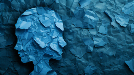 Blue Paper With Womans Head Image