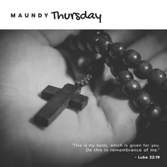  Composition of maundy thursday text over hand holding rosary © vectorfusionart