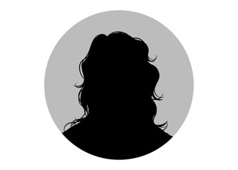 ロングヘアの女性の顔の証明写真シルエットのイラスト