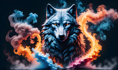 wolf in fire