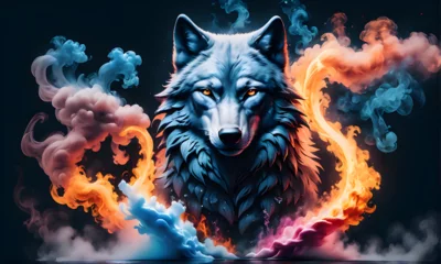 Deurstickers wolf in fire © Ashleigh