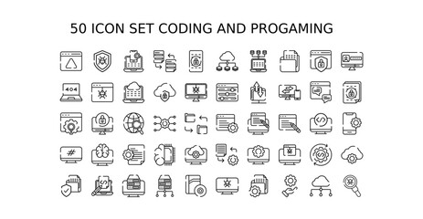 Fototapeta na wymiar 50 icon set coding and progamming