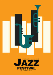 Jazz music festival poster template design background modern vintage retro style © thenatchdl