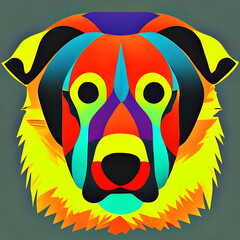 psychedelic bright neon colorful rainbow cartoon art of a retriever mastiff hound dog