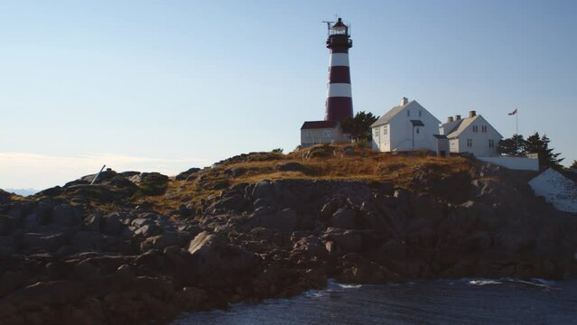 Skrova Lighthouse On A Coastal Skerry