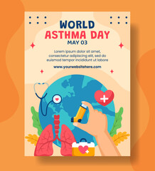 Asthma Day Vertical Poster Flat Cartoon Hand Drawn Templates Background Illustration