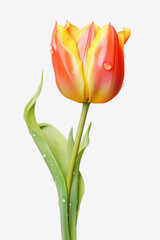 Vibrant Tulip: A Colorful Blossom of Beauty and Love on a Fresh White Background