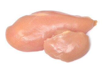 Raw chicken fillets isolated on white background