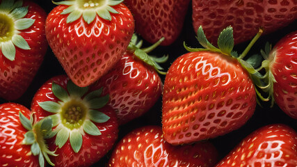 strawberries close up, red fresh strawberries, organic strawberries