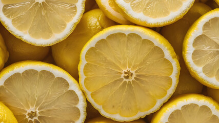 slices of lemon background, close up lemon slices, yellow lemon, limes fruit