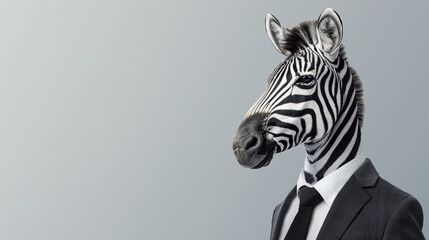 zebra in businessman character - obrazy, fototapety, plakaty