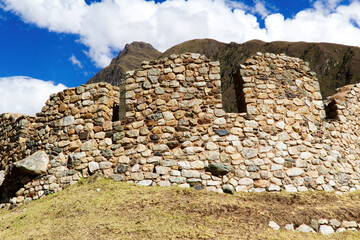 Inca Stone Wall Ruins Peru South America