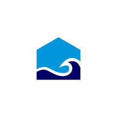 Home wave logo design vector,editable Eps 10