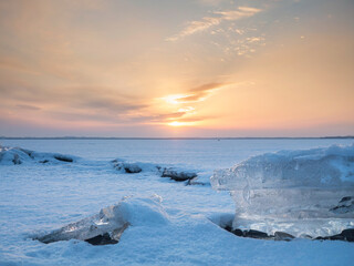 A frozen lake in winter