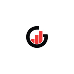 Letter G logo investment icon flat and vector design template. Trend red-black color on white and black background. Symbol G in vector elements