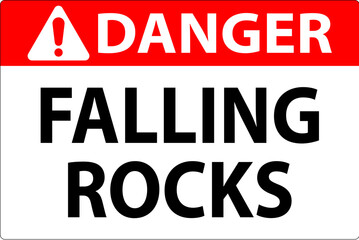 Naklejka na ściany i meble Danger Sign, Falling Rocks