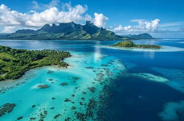 Fototapeta premium Aerial View of Island in the Middle of the Ocean