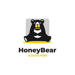 cute honey bear logo vector