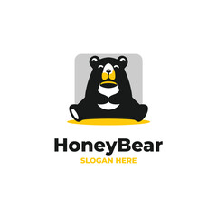 cute honey bear logo vector