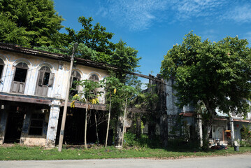View of dilapidated and abandoned tin mining town of Papan in the outskirts of the city of Pusing, Perak, Malaysia