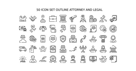 Icon set outline Attorney and legal
