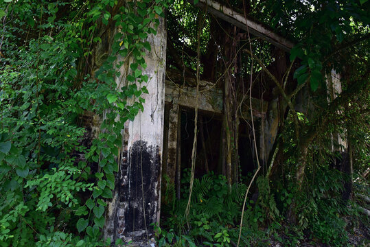 View of dilapidated and abandoned tin mining town of Papan in the outskirts of the city of Pusing, Perak, Malaysia