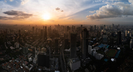 Beautiful sunset in Jakarta City Indonesia. Jakarta, is a capital city of indonesia that become the centre of economic and financial of Indonesia.