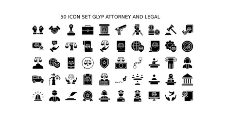icon set glyp attorney and legal