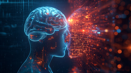 Obraz na płótnie Canvas AI mental lattice, advanced neural network, artificial cognition, futuristic brain technology.