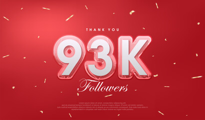 Red background for 93k followers celebration.