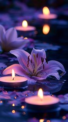 Twilight Tranquility with Lilies and Gentle Candle Glow 