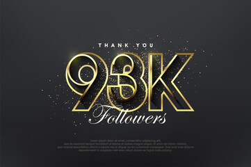 Elegant golden 93k followers. Luxurious simple design for celebration.