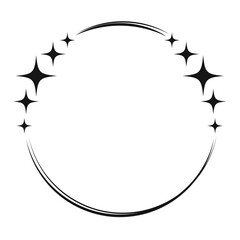 Silhouette frame border circle sparkle star y2k decoration vector