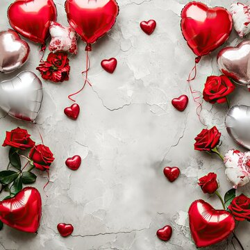 Valentine Ambiance with Roses and Heart Balloons